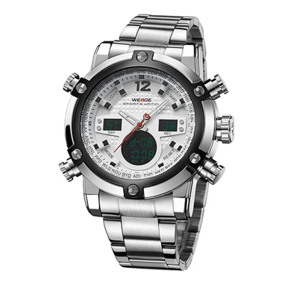 Weide Men Automatyczne cyfrowe zegarek elektroniczny Watche Camping Watches LED Kwarcowa zegar ze zegarem ze stali nierdzewnej zegar Orologio Orologio WH52053634095