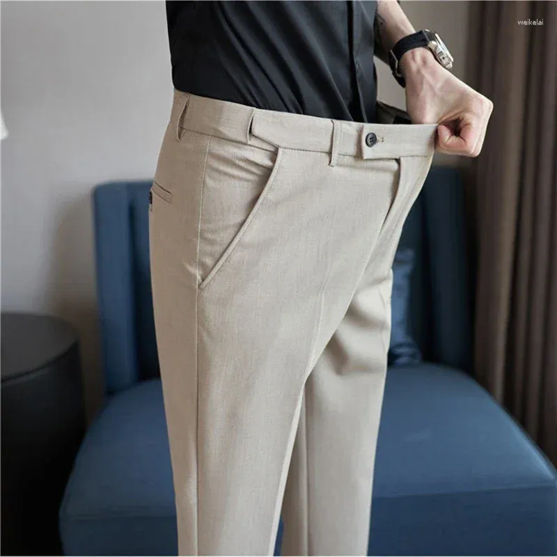 Costumes pour hommes marque vêtements mince affaires vêtements de cérémonie costume pantalon taille réglable tenue décontractée pantalon