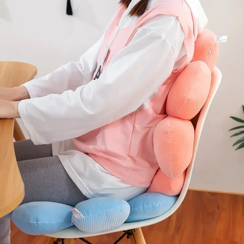 Coussin de fleur à six pétales en peluche, décor de chambre de fille, oreiller de tournesol, baie vitrée, réglage de fleur rose pour chambre d'enfant, oreiller de siège, 2024