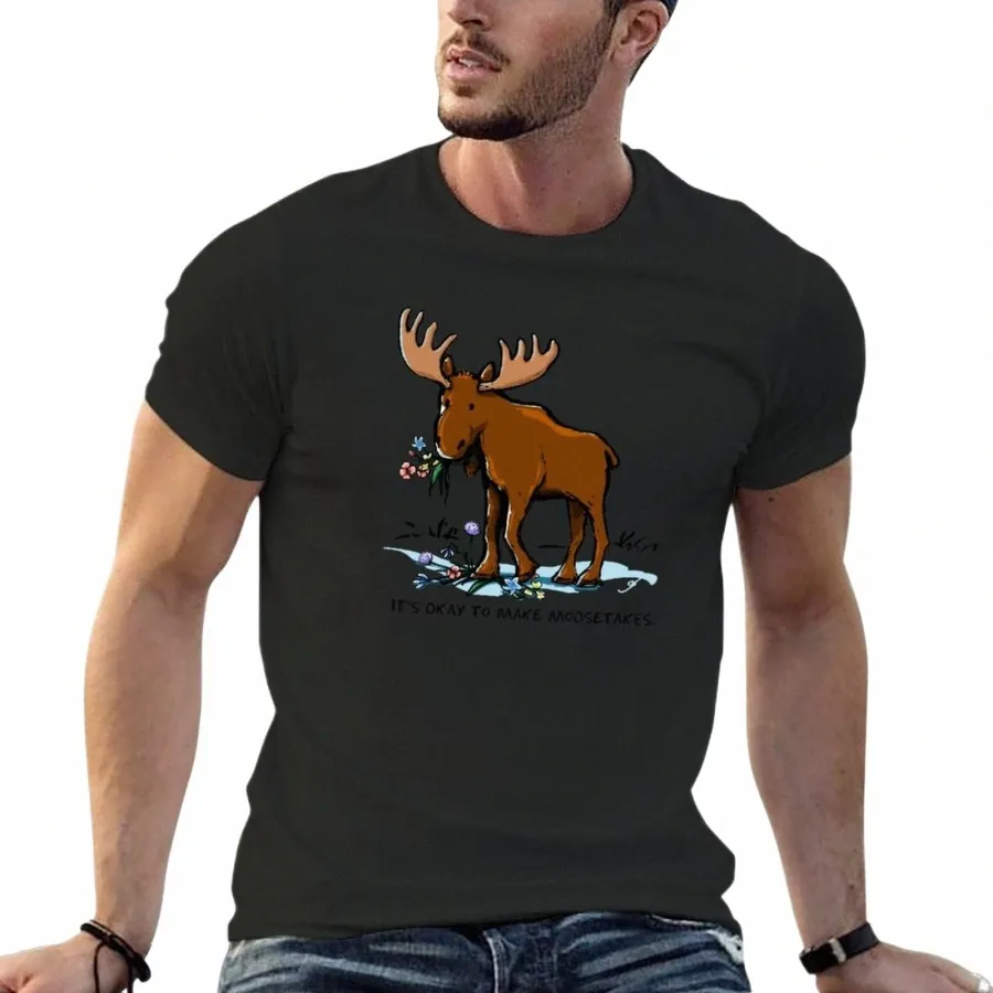 va bene fare Moosetakes T-shirt tees vestiti estivi neri animali prinfor ragazzi pianura nero magliette da uomo 52Vf #