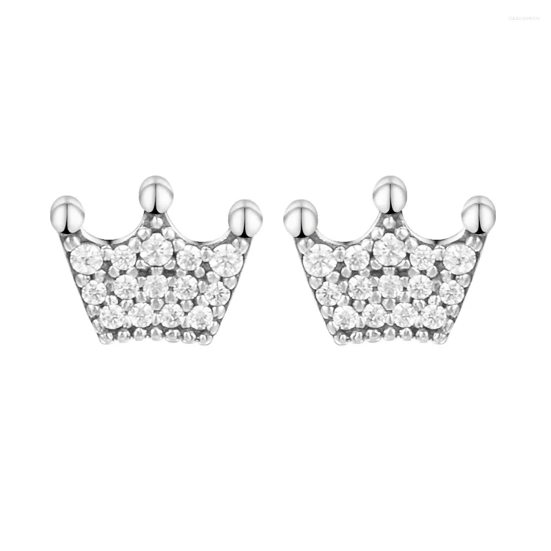 Studörhängen äkta 925 Sterling Silver Clear CZ Enchanted Crowns for Women Fine SMEEXKE BRINCOS POCESITAL