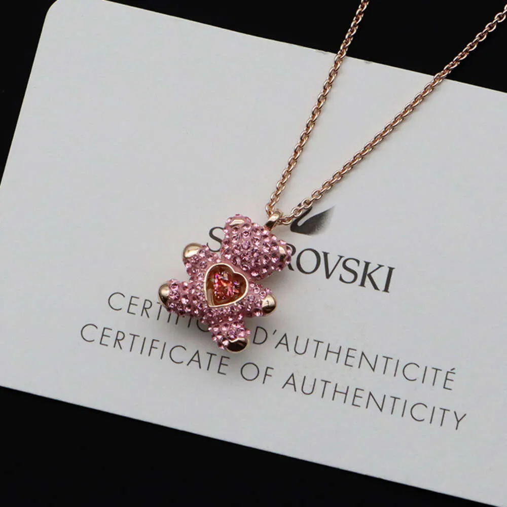 Swarovskis Jewelry Necklace Yuan Template Jumping Heart Shaped and Dynamic Little Bear Necklace Female Swallow Element Crystal Collar Chain