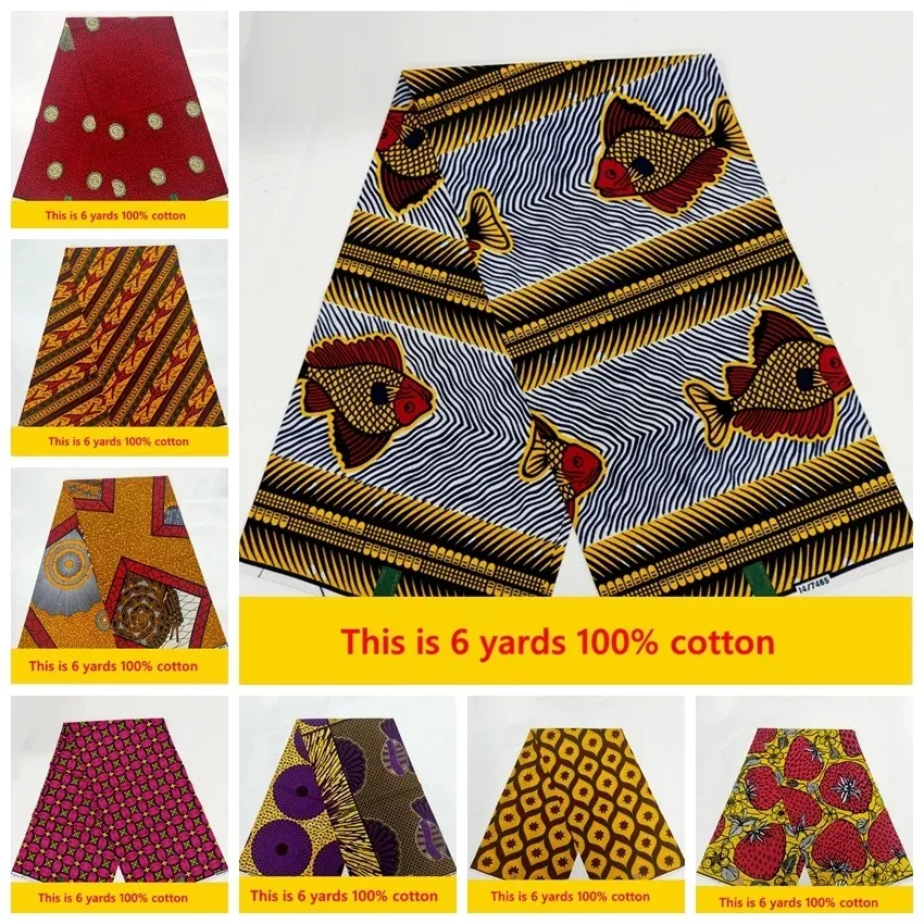 Stof Ankara stof Afrikaanse echte wax print voor jurk 100% katoen 2023 Ghana Pagne Wax Africain lendendoek Afrikaanse Ankara stof 6yard