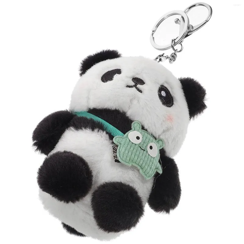 Present Wrap Panda Keychain Söta nyckelringar för ryggsäckar Plush Animal Keyring Pendant Bag Hanging Cartoon Ornament