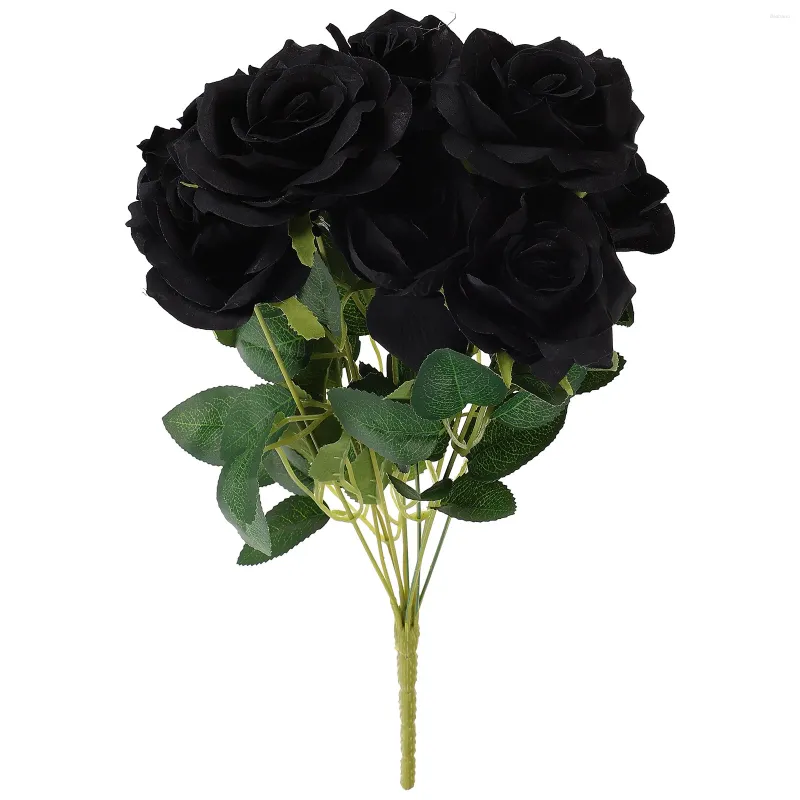 Simulation de fleurs décoratives, Rose noire, fausse décoration artificielle pour Halloween, cadeau simulé