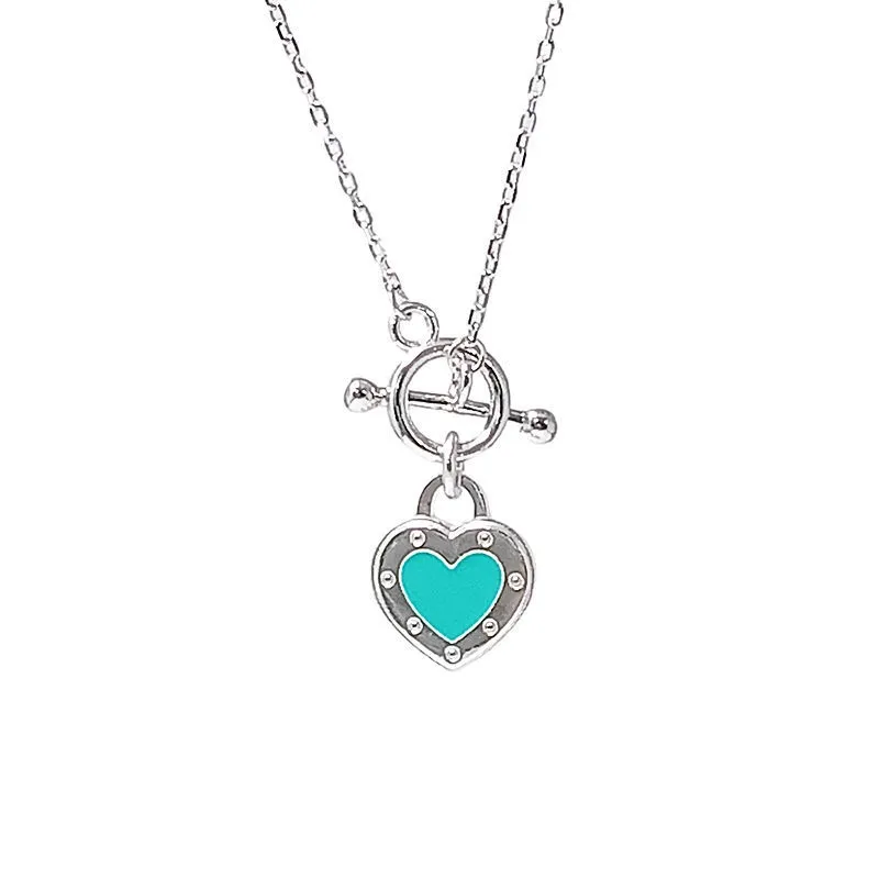 Cor de prata feminino designer colar logotipo original s925 clássico coração pingentes colar de luxo sem caixa