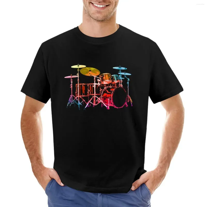 Polos masculinos conjunto de bateria (cores digitais ousadas) camiseta vintage de grandes dimensões