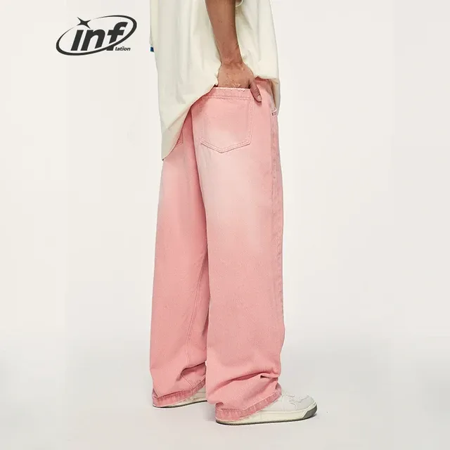 Pink Wide Leg Denim Jeans - Unisex High Street Fashion