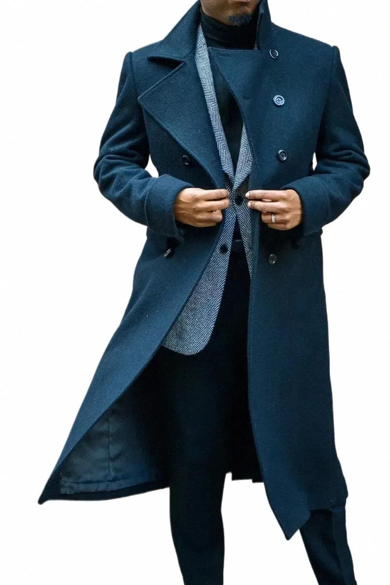 Black Wool Greatcoat Men's Thick Overcoat, Peaked Lapel Suit Jacket,  Custom Made, High Quality Winter Outfit