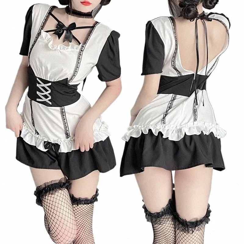 Lolita Amine Cameriera Vestiti Cosplay Nero Kawaii Servo Dr Donna Waitr Costume di scena Festa giapponese Cafe Outfit Coppia regalo Z98b #