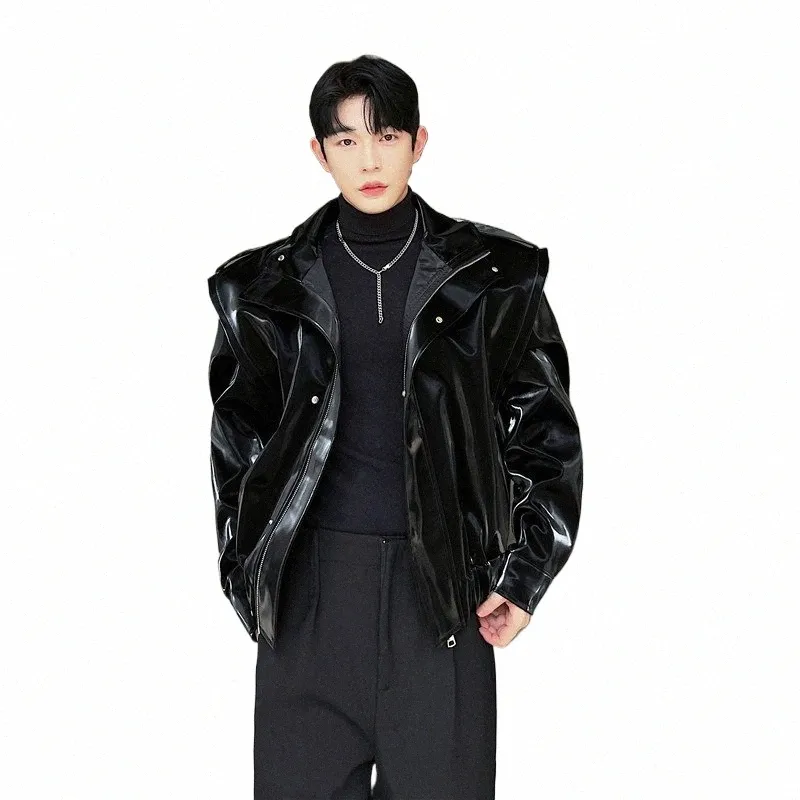 DHgate.com:Mens Faux Leather Elephant Short Coat, Black PU Jacket 