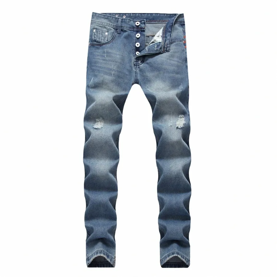 Hohe Qualität Fi Jeans Denim Marke Zerrissene Hosen Für Männer Patchwork Gerade Distred Zerkratzt Fi Ruined Große Größe 21bt #