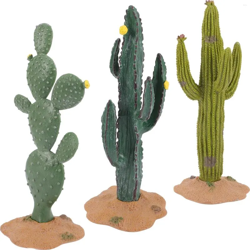 Decorative Flowers 3 Pcs Miniature Child Plant Natural Looking Artificial Plants Pvc Cactus Adornment