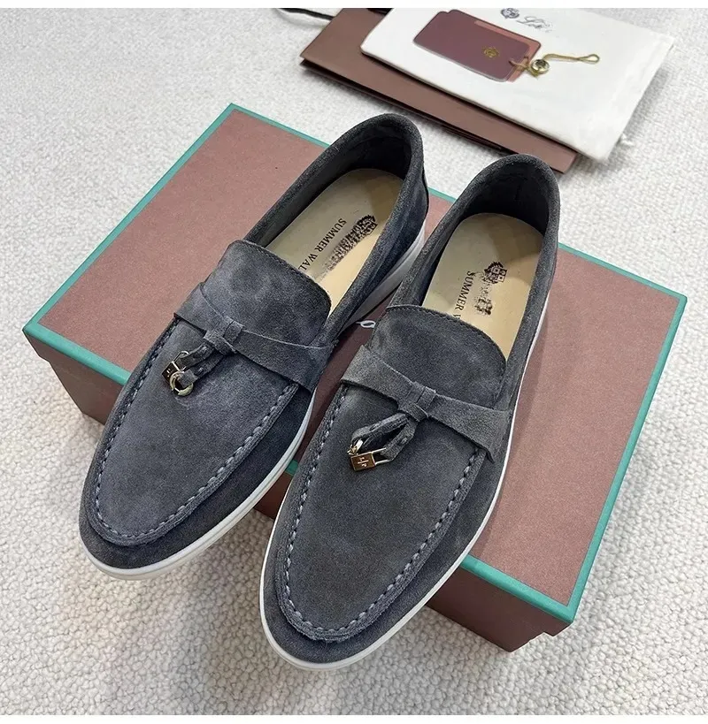 Loro Piano Shoe with Orginal Box Loro Piano Designer Shoes Men Casual Shoes Loafers Flat Low Top Suede Cow Leather Comfort Loafer Slip on Pianoloafer Rubber 48