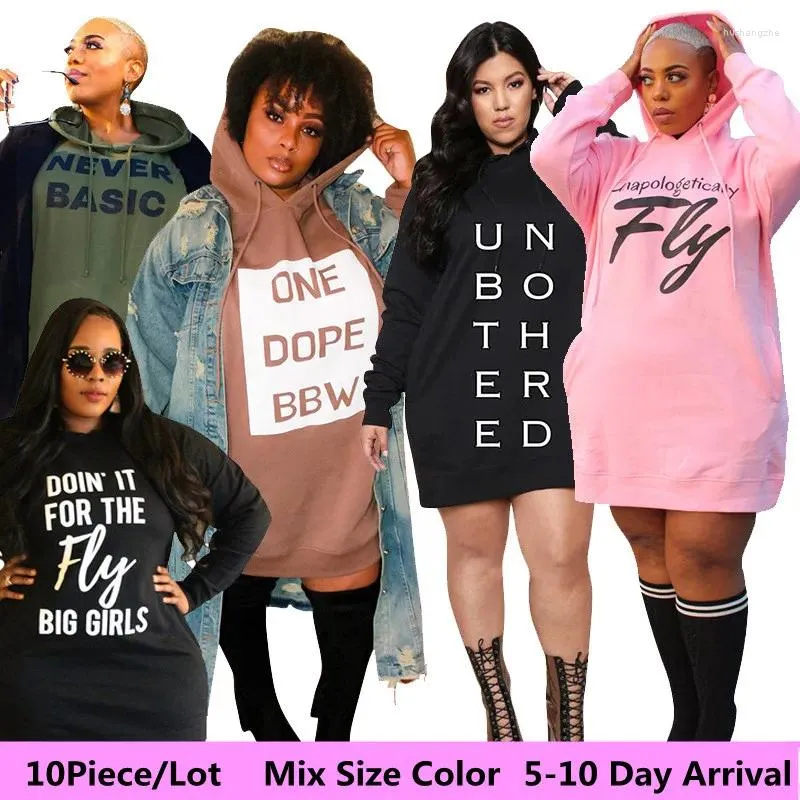 Casual klänningar bulkartiklar grossist parti plus size klänning mix färg xl-5xl höstkläder hoodie lös mini 5-10 dagar ankomst