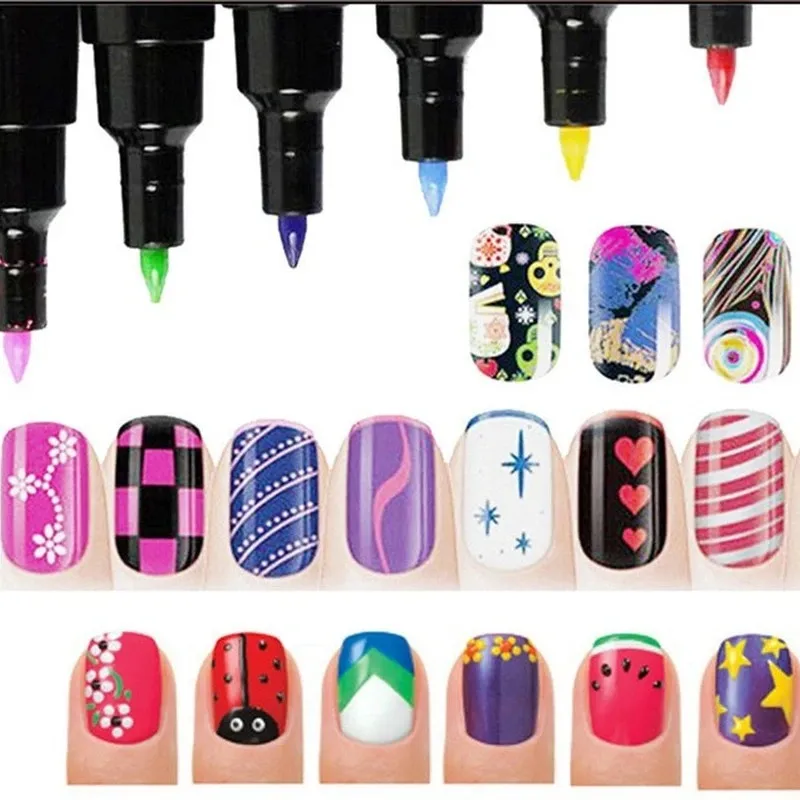 16 farben Nail art Graffiti Pen-Set Wasserdicht Zeichnung Malerei Liner Pinsel DIY Blume Kunst Abstrakte Werkzeug Zubehör Maniküre