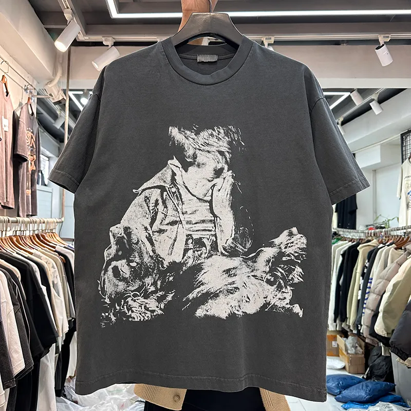 힙합 티 T 셔츠 남성 셔츠 인쇄 우리 크기 Tshirts High Street Real Pics 24SS