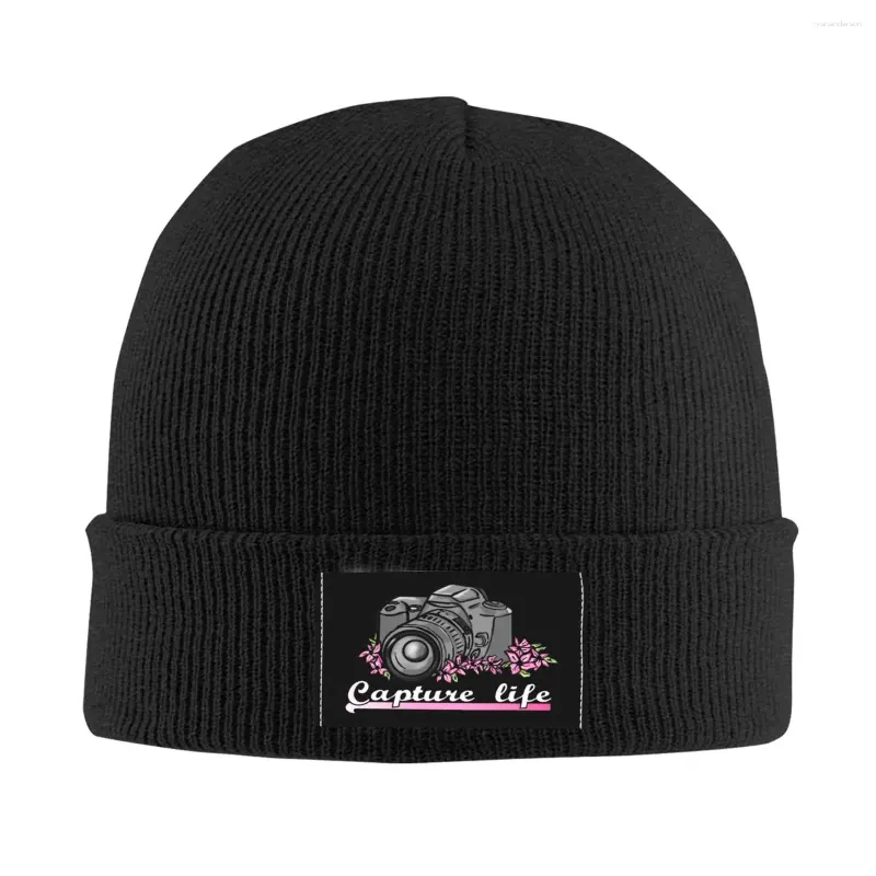 Beralar Yaşam Pographer Kamera Kafataları Beanies Caps Street Giyim Kış Sıcak Örme Şapkalar Unisex Yetişkin Pografi Bonnet