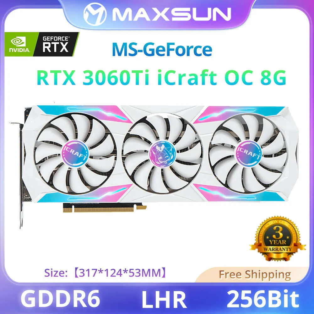 MAXSUN Completo Nuovo RTX 3060Ti iCraft OC 8G GDDR6X 19000MHz GPU 8nm 256Bit DP * 3 GPU NVIDIA Scheda Video GPU Gaming placa de vdeo