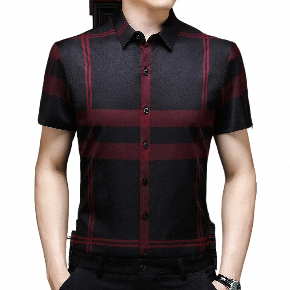 2022 Chemises pour hommes rayés de marque pour hommes vêtements coréens chemise à manches courtes de luxe DR vêtements décontractés 55 J9oh #