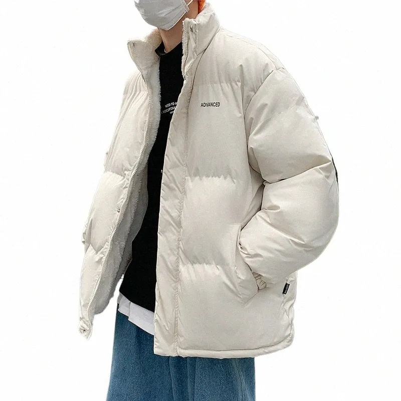 M-3XL Plus Taille Hommes Zipper Fly Lg Manches Manteau d'hiver Hommes Polaire Chaud Streetwear Col montant Homme Vêtements avec poches XXXL A2nA #