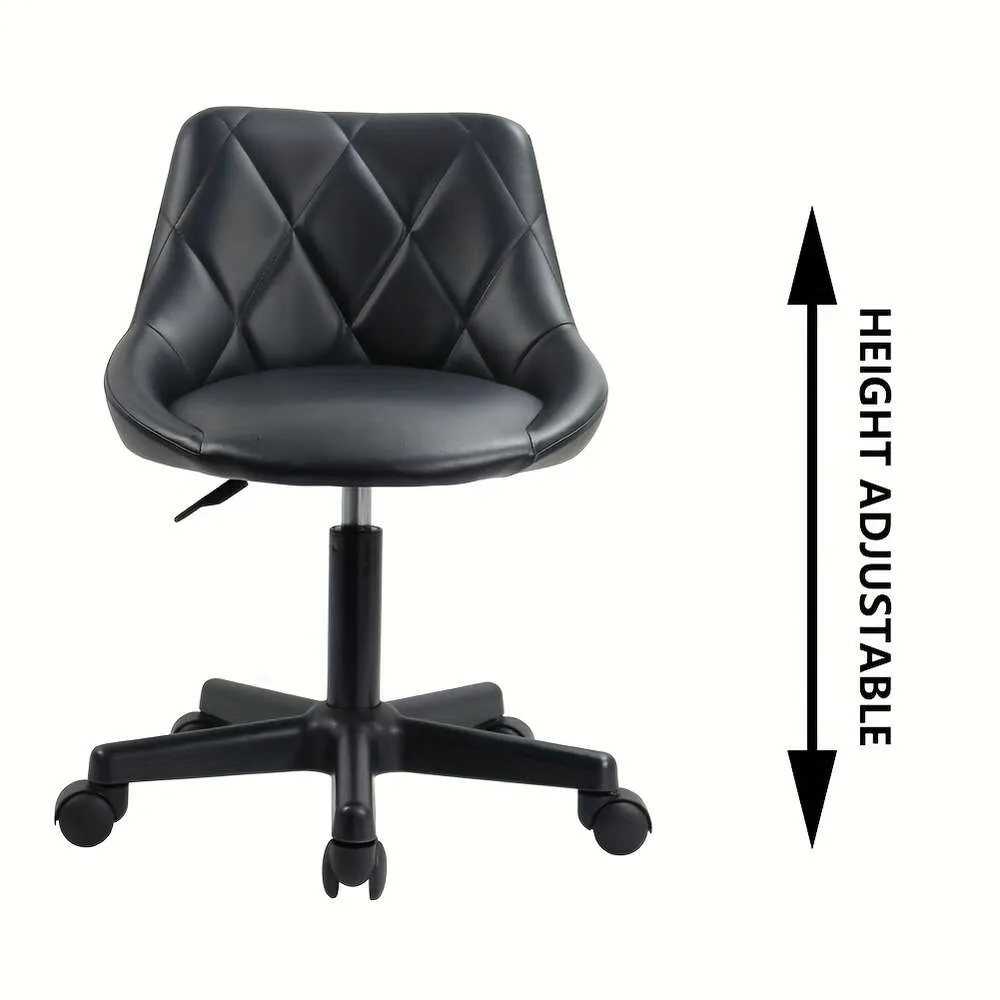 KKTONER Modern Work Mid-back, PU Leather, Height Adjustable, Swivel, Computer Office Home, Dressing Chair, with Wheels