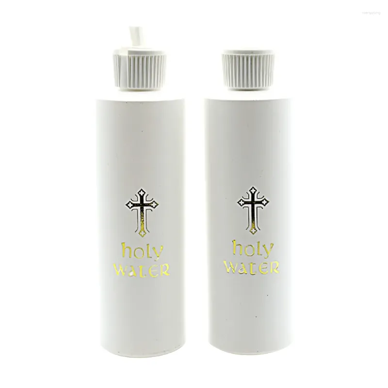 Vase2 PCS Holy Water Bottle Kitchen Bottle補充可能なクロスカトリック白い美学結婚式