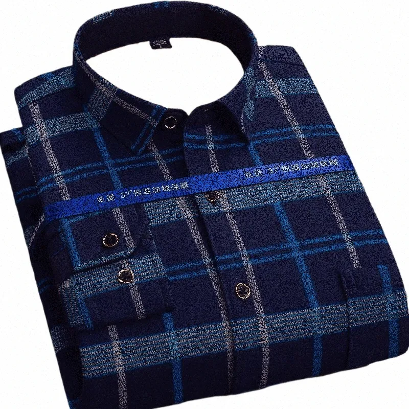 秋の冬の新しいカジュアルメンズフィリlgスリーブ格子縞のシャツ太い暖かいメンズカジュアル高品質ソフト大規模シャツl-4xl x2f3＃
