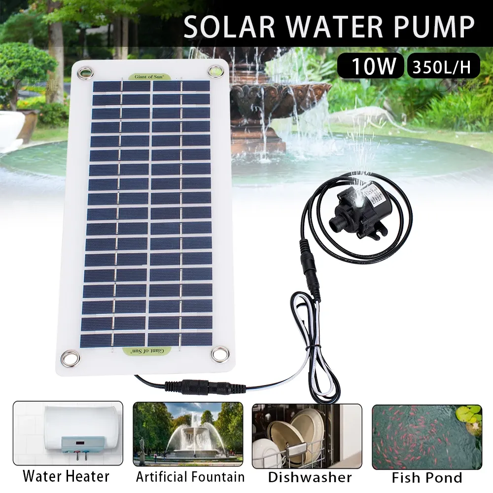 Pumps DC 12V Brushless Solar Water Pump Kit Solar Charge Controller 350L/H Ultraquiet Submersible Motor Garden Pond Fountain Decor