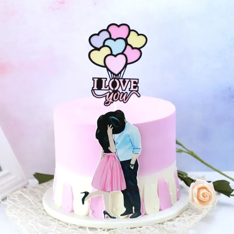 Gravestones Cake Toppers I Love You Topper Lovers Kiss Cake Flags Par Kids Girls Happy Birthday Brud Brud Baking Diy Decor Xmas