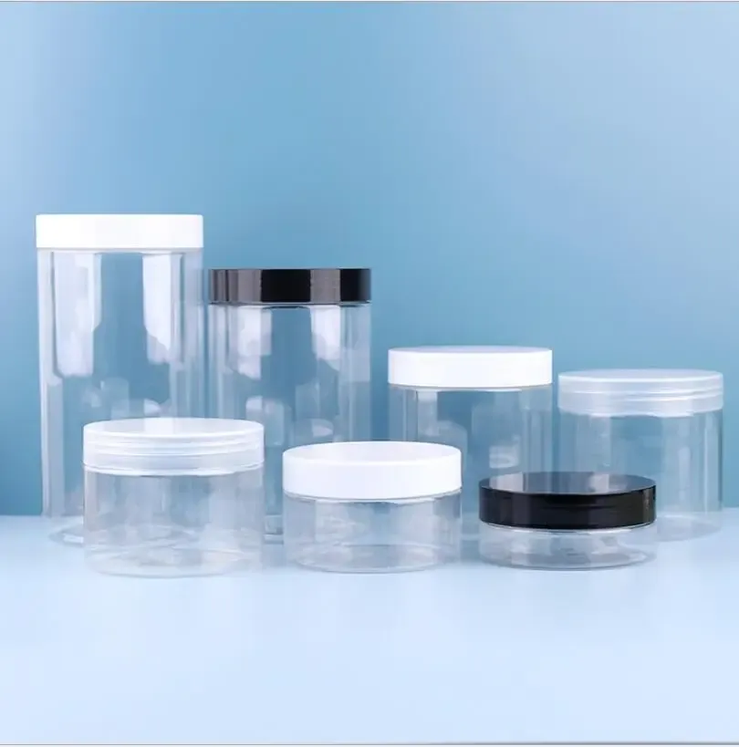 Planters 30pcs/lot 150g 200g 250g Plastic Cosmetic Jar Clear Serum Bottle Plastic Cap Cream Container 50g 80g 100g 120g