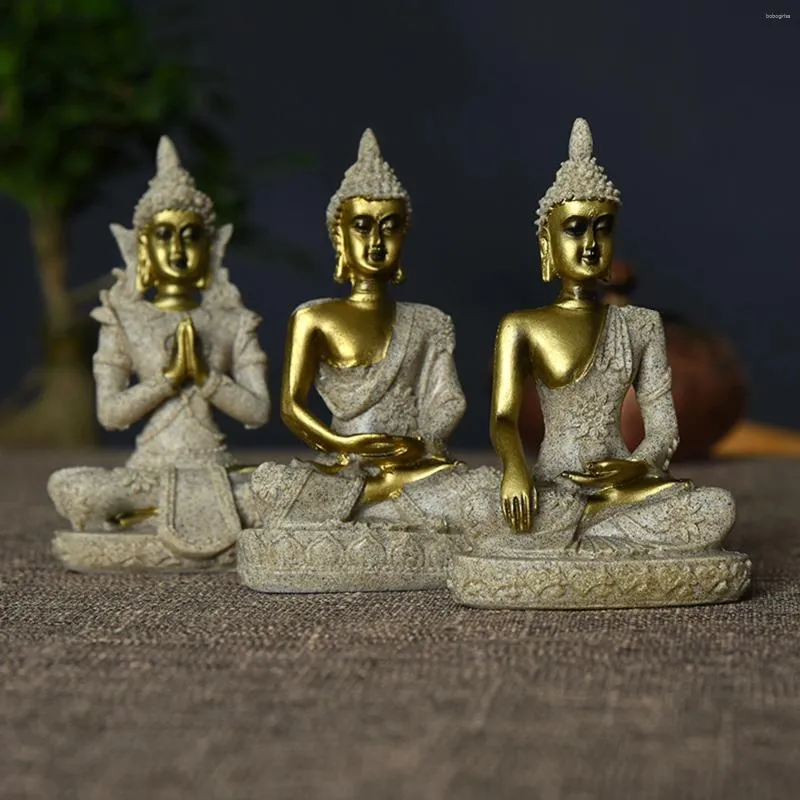 Estatuetas decorativas de buda tailandês, estátuas sentadas, ornamento de estátua colecionável para desktop, casa, escritório, prateleira, armário de quarto