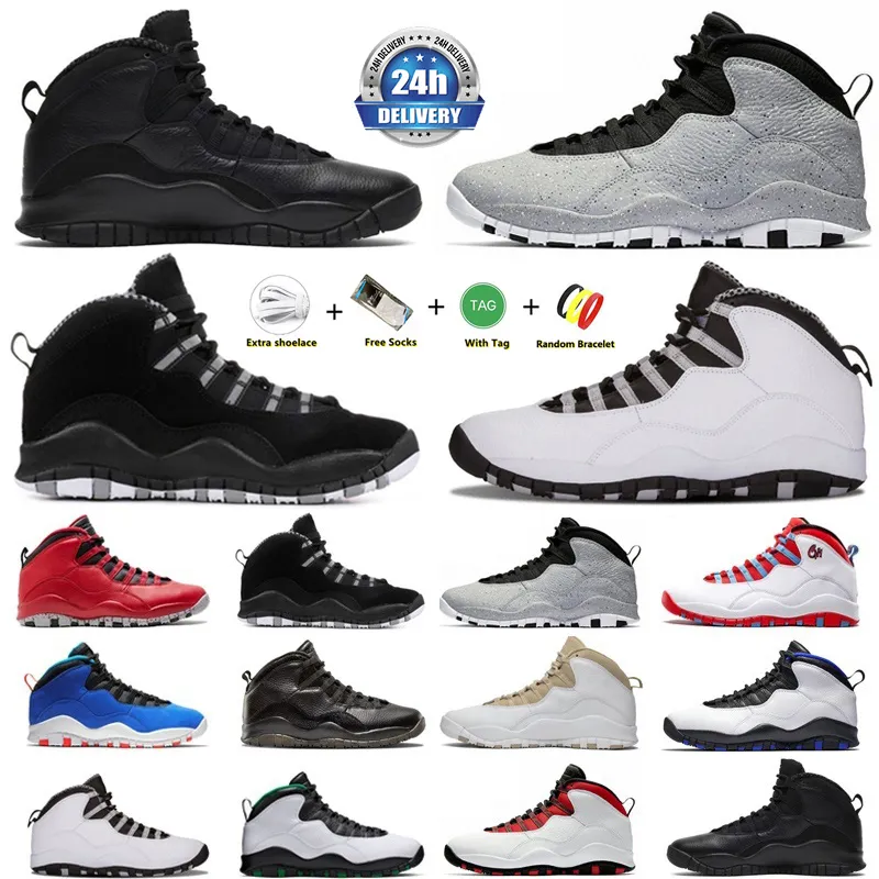10 10s buty do koszykówki stalowe szary czarny czarny cement Chicago Drake Orlando Seattle Huarache Light Westbrook Men Treners Outdoor Sports Sneakers 40-47