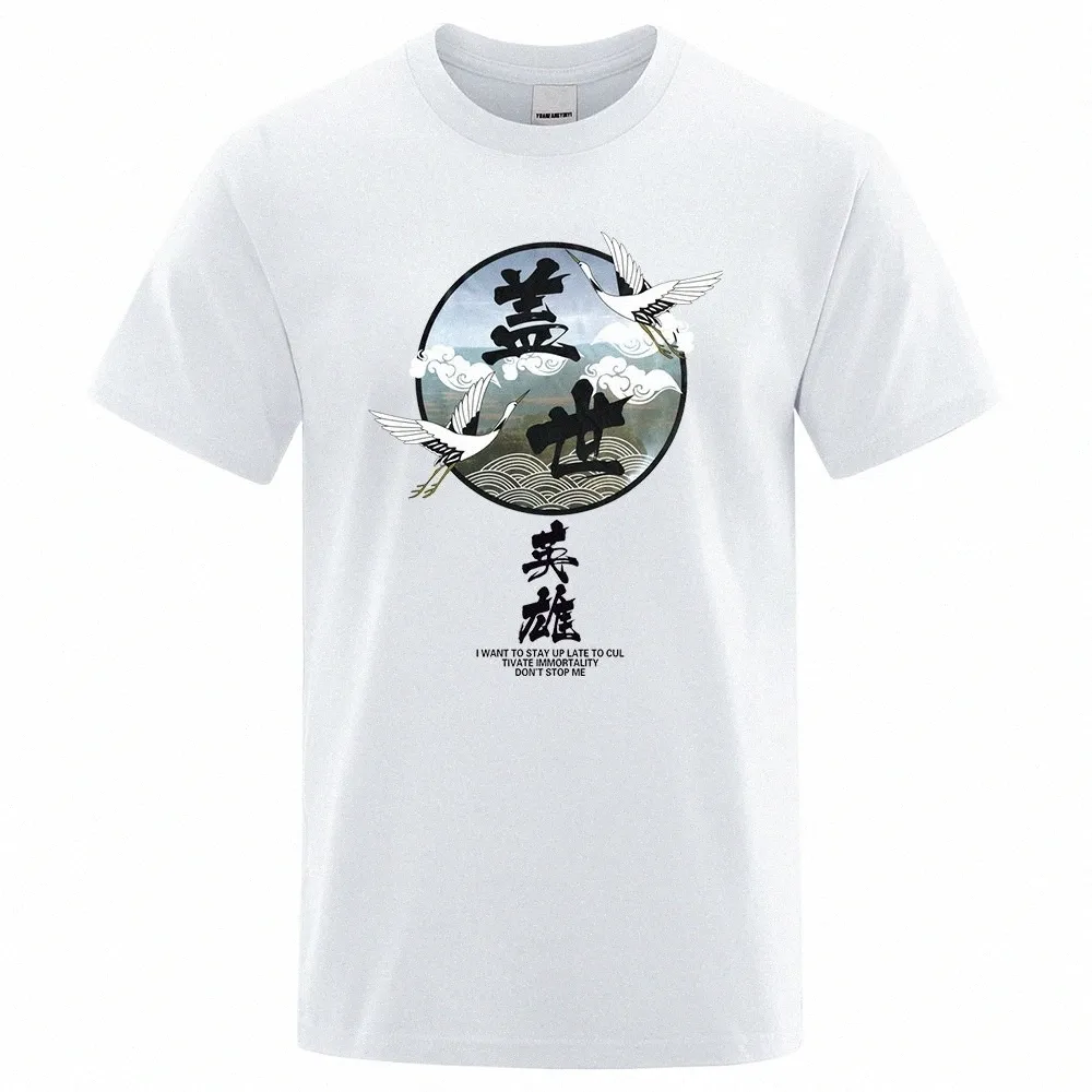 Héros de la Terre Style de caractère chinois T-shirts Hommes de haute qualité T-shirt surdimensionné Lâche T-shirt d'été Vêtements Casual Cott Tops 50RE #