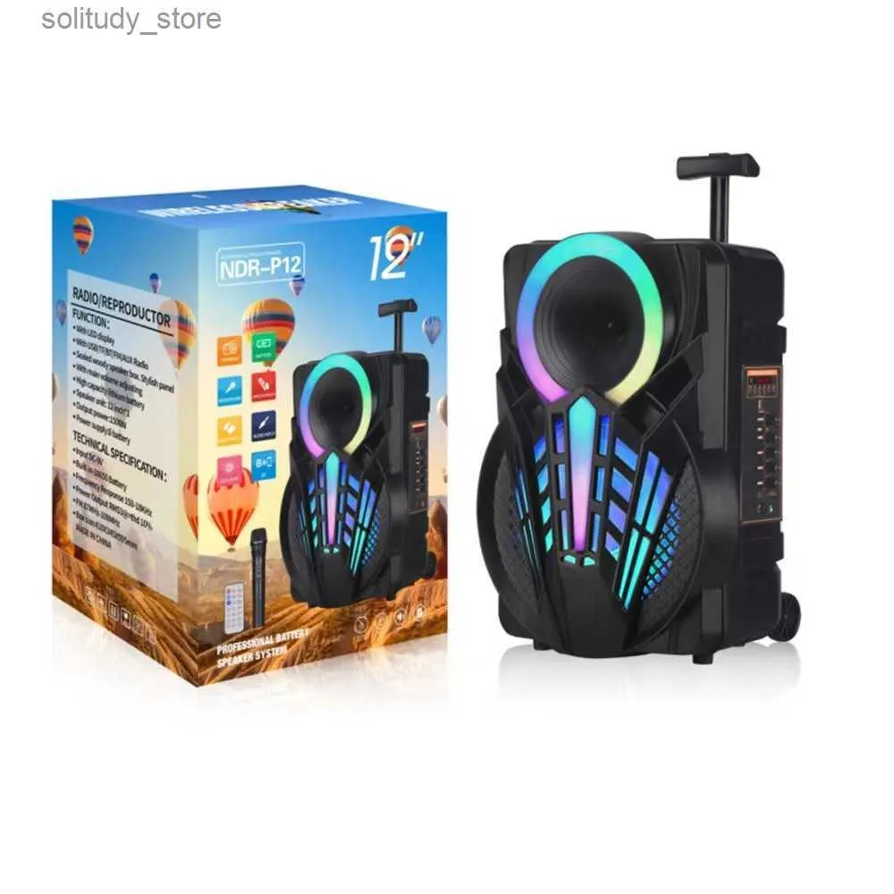 Haut-parleurs portables Haut-parleur Bluetooth de 12 pouces, colonne extérieure haute avec microphone sans fil, télécommande Fm TF USB Boom Box R230227 Q240328