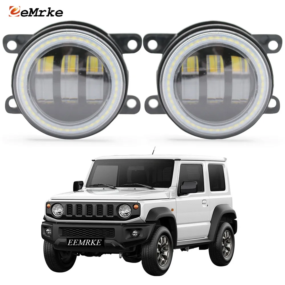 EEMRKE Led-mistlampmontage 30W / 40W voor Suzuki Jimny JB64 JB74 2018 2019 2020 2021 2022 2023 met heldere lens Angel Eyes DRL-dagrijverlichting 12V PTF Auto-accessoires