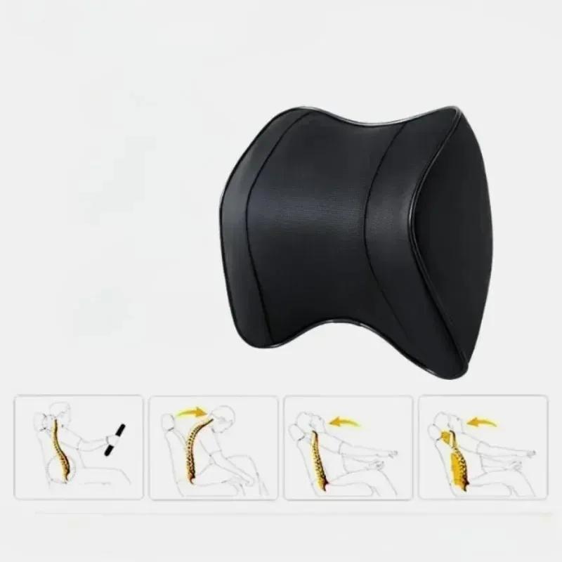 2/Car Pillow Headrest Neck Rest Head Support Cushion Car Breathable Memory Foam Rebound Guard Car Lumbar Pillow Universal