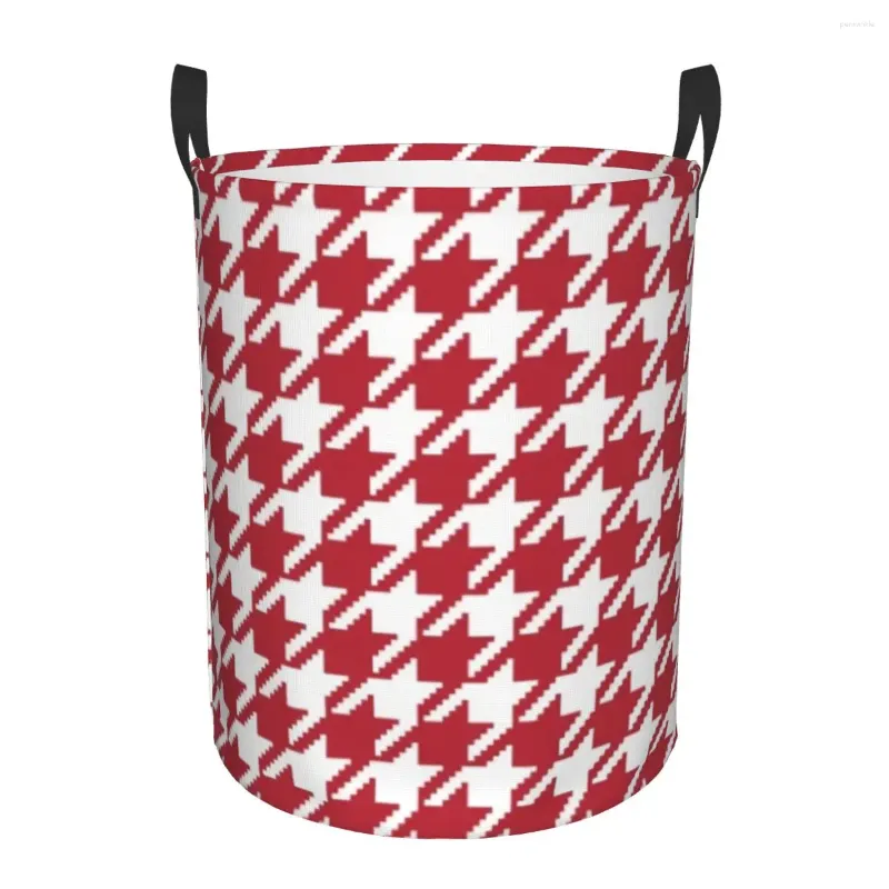 Мешки для белья, красная и белая корзина с узором «гусиные лапки», складная большая вместительная корзина для хранения одежды, модная клетчатая детская корзина