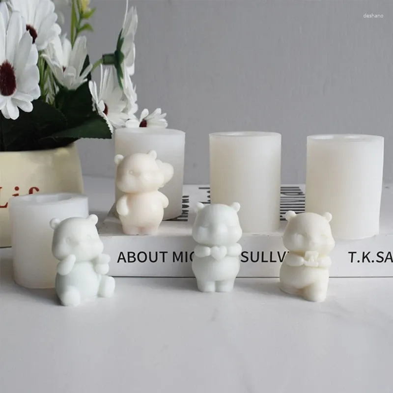 Moldes de cozimento Molde de vela perfumada Confissão Urso Silicone Moldes de chocolate Ornamento 3D Resina Bolo Fondant DIY