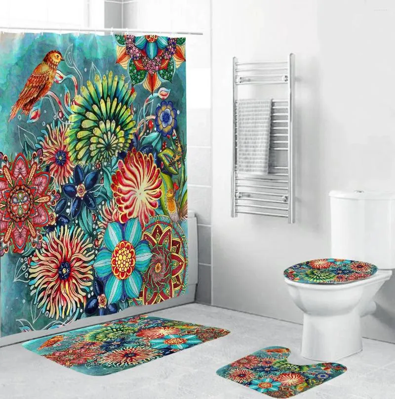 Duschvorhänge Bohemian Style 3D Digitaldruck Polyester wasserdicht und Mehltau -Beweis Vorhang Badezimmer