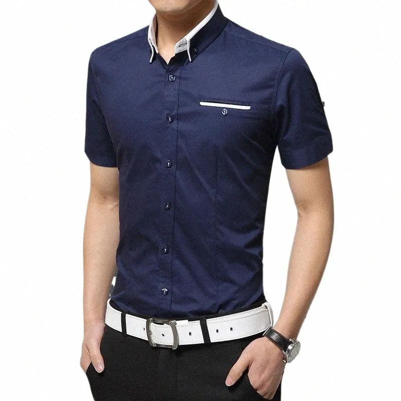 Nouveauté été chemise décontractée hommes bonne qualité hommes Dr chemises solide Slim Fit manches courtes vêtements pour hommes taille asiatique 5XL 429b #