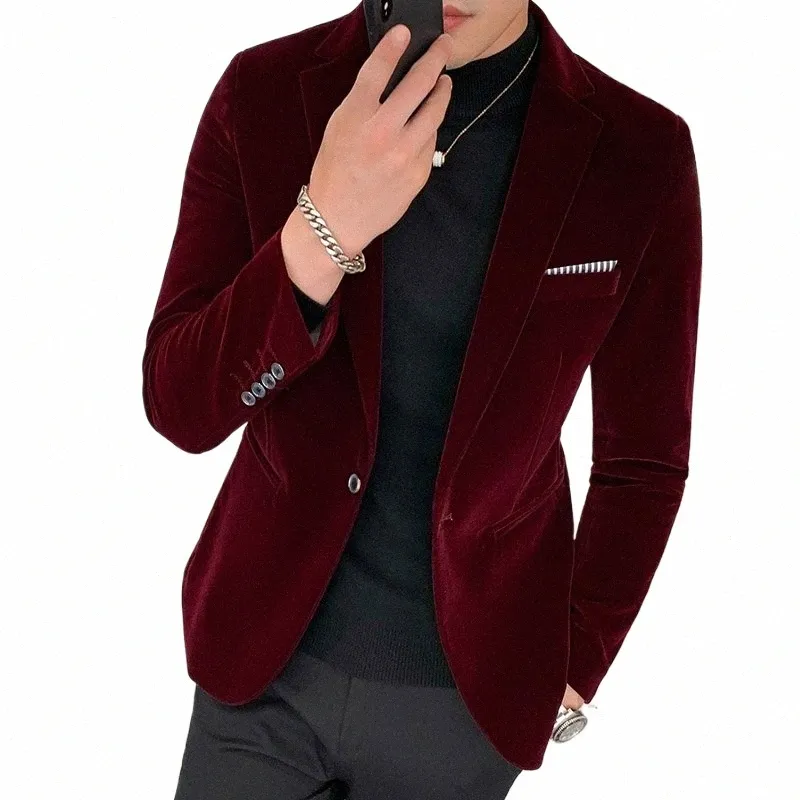 Burdy Veet Blazer Hommes 2022 Fi Casual Blazer Hommes Mariage Marié Chanteur Costume Slim Blazer Soirée Formelle Dr M-5XL o5he #