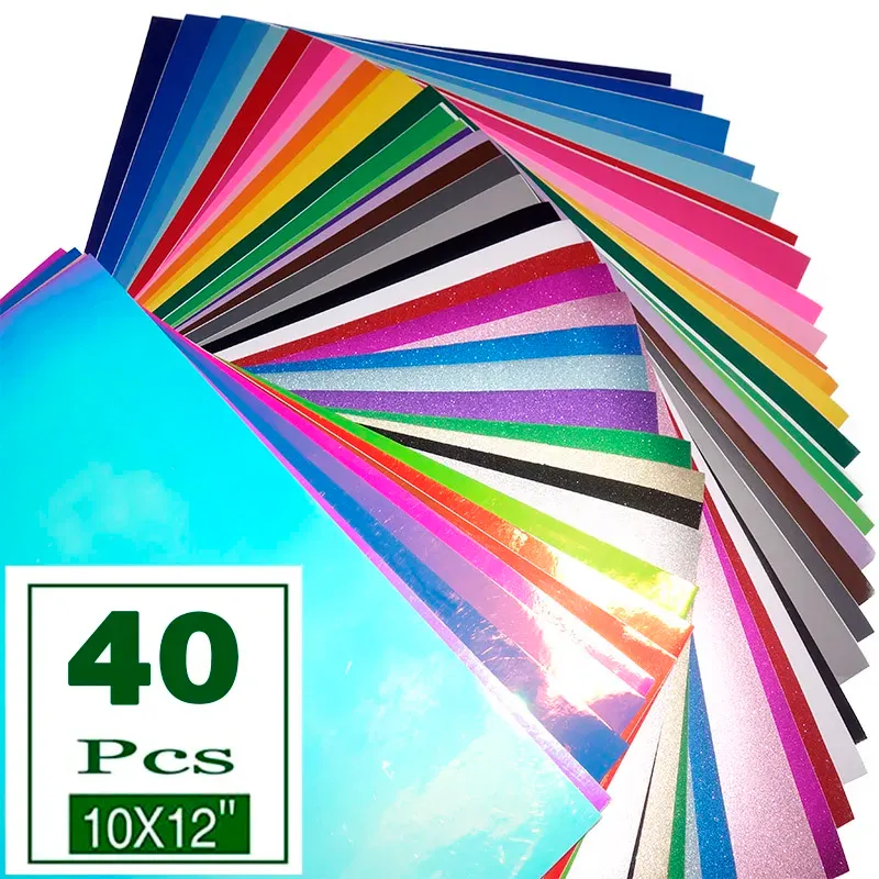 Films 40 Pack 25x30 cm Premium Adhésif Artisanat Extérieur Vinyle pour Lettrage Film Tasse Verre Autocollant Autocollant Carte De Noël DIY Film Auto-adhésif