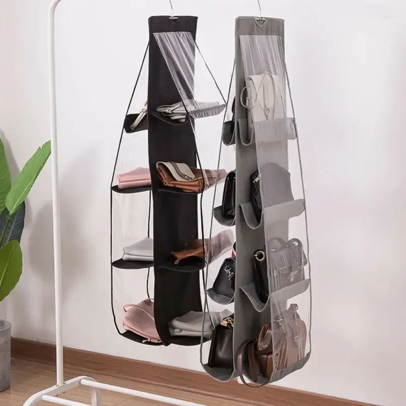 Storage Bags Hanging Handbag Organizer For Wardrobe Closet Transparent Bag Door Wall Clear Sundry Shoe With Hanger Pouch