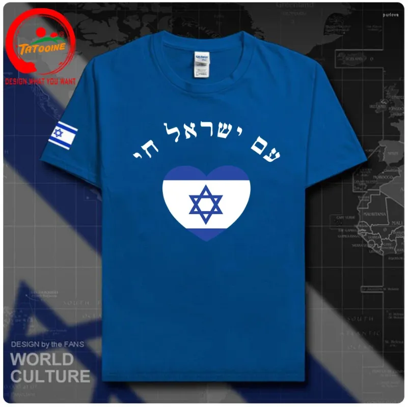 Herren T-Shirts Unisex Männer Am Yisrael Chai!Die Nation von Israel lebt in hebräischer Flagge T-Shirt T-Shirts israelische Liebe Frauen Jungen T-Shirt