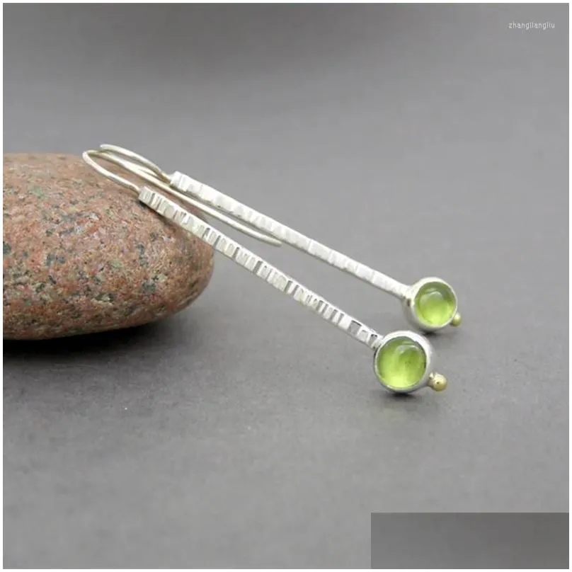 Dangle Kroonluchter Oorbellen Rond Peridot Kristal Extra Lange Metalen Hypoallergene Haak Voor Vrouwen En Meisjes Drop Delivery Sieraden Ot4Kj