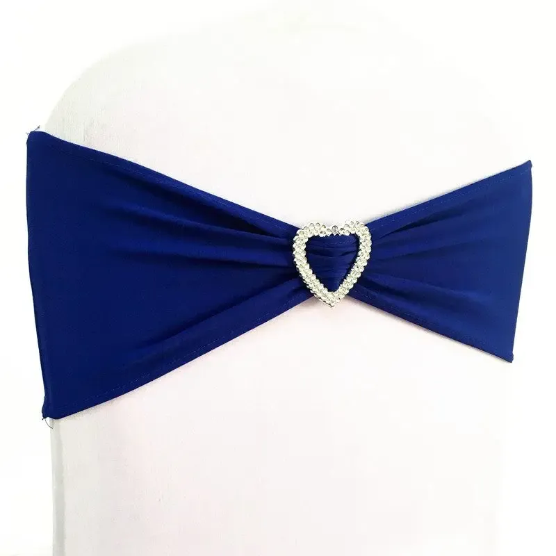 SASHES 10st 50st Stretch Wedding Chair Bow Sash Elastic Spandex Chair Band With Heart for Hotel Event Party Decoration