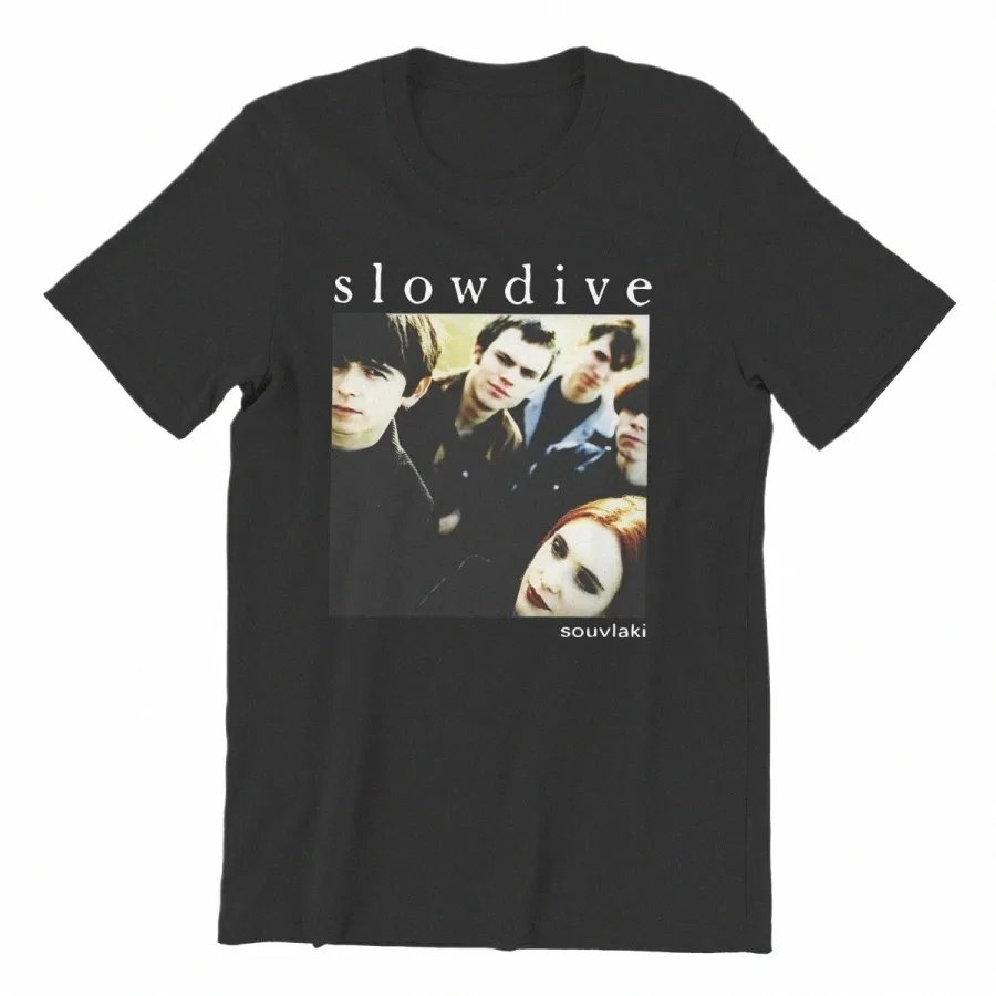 Slowdive Tour 90-talets män T-skjortor Novelty Tee Shirt Kort ärm O Neck T-shirts Cott Graphic Printed Clothing W65T#