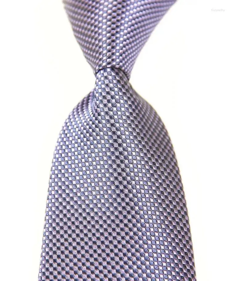 Cravates d'arc classiques à carreaux bleu violet cravate jacquard tissé soie 8cm cravate pour hommes d'affaires fête de mariage cou formel