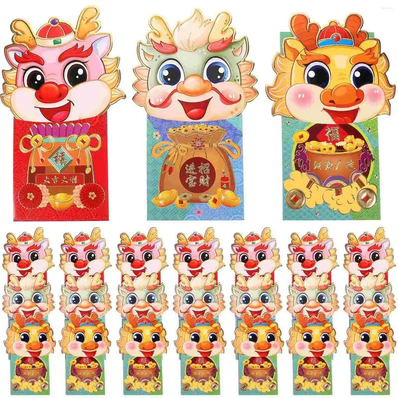 Cadeauverpakking 2024 Chinese rode enveloppen Jaar Hong Bao De Draak Lentefestival Pakket Geld Geluksenvelop Lai See